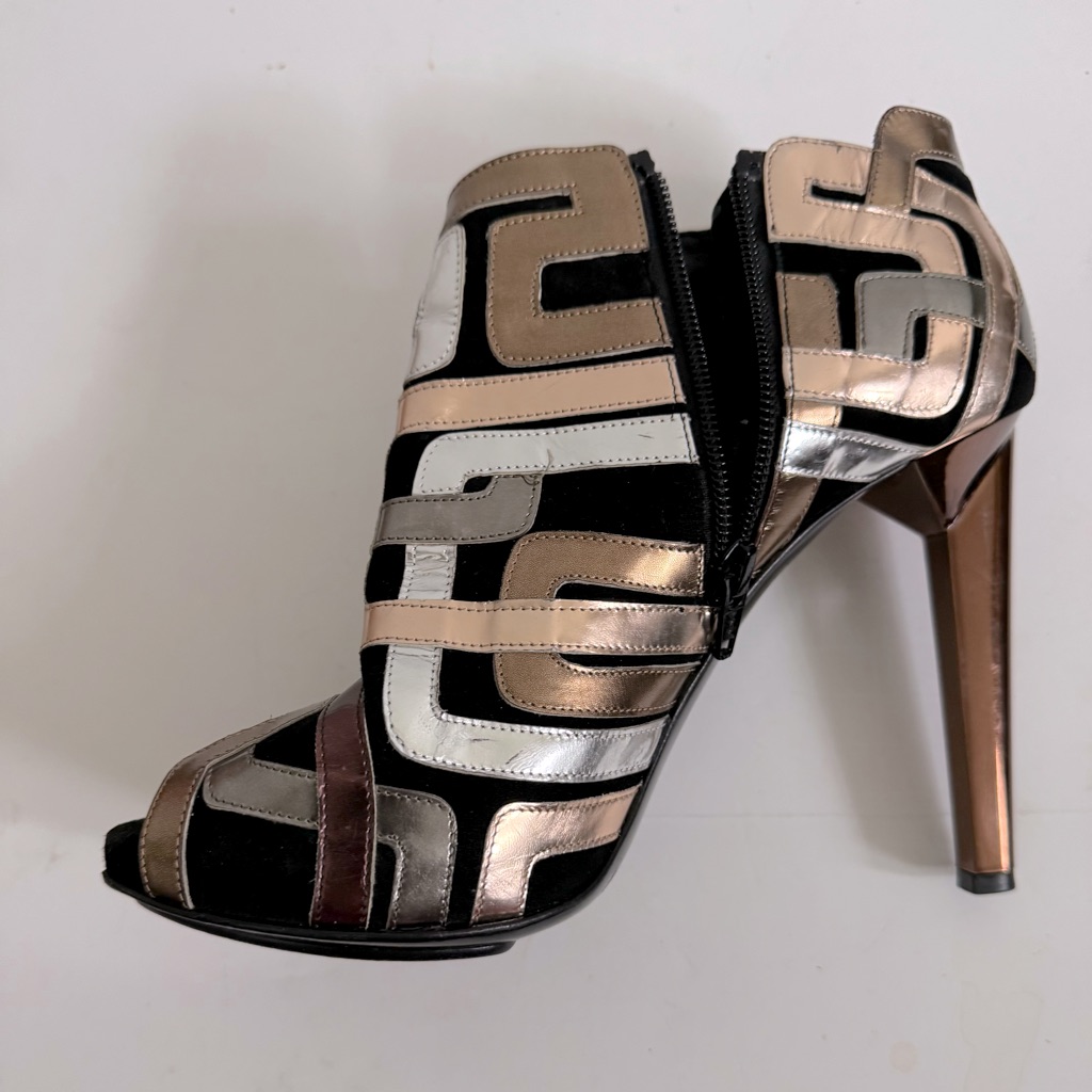Pierre Hardy Bergdorf Goodman Platform Peep Toe Metallic Gold Booties | Sz 39.5